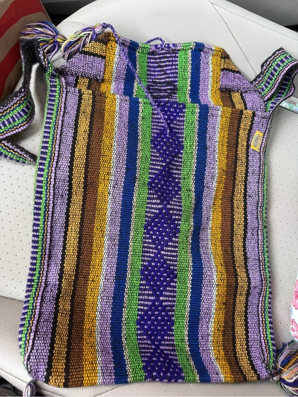 Pinzon Striped Shoulder Bag in Purple & Green